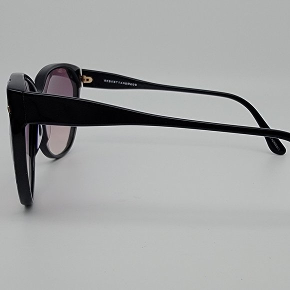 Sebastiano #600 Navy Marble Frame Purple Gradient Lens Vintage Sunglasses 62mm - Picture 3 of 12